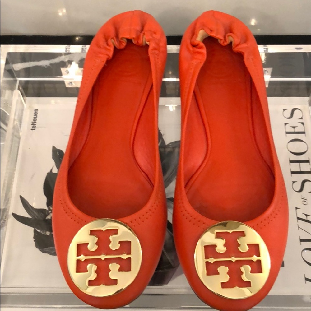 Classic Tory Burch Orange Poppy Ballet Flats 8.5